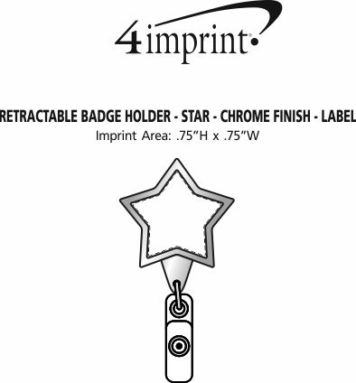 Imprint Area of Retractable Badge Holder - Star - Chrome Finish - Label