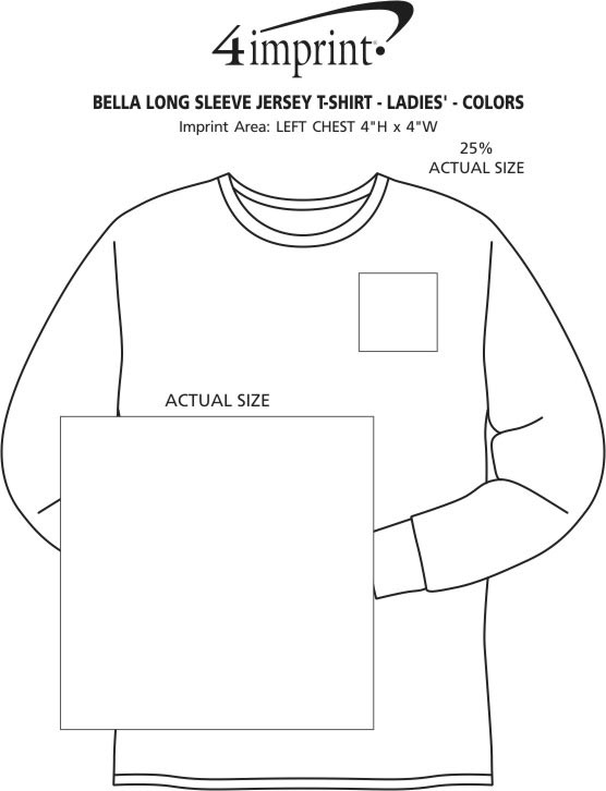Imprint Area of Bella+Canvas Long Sleeve Jersey T-Shirt - Ladies' - Colors