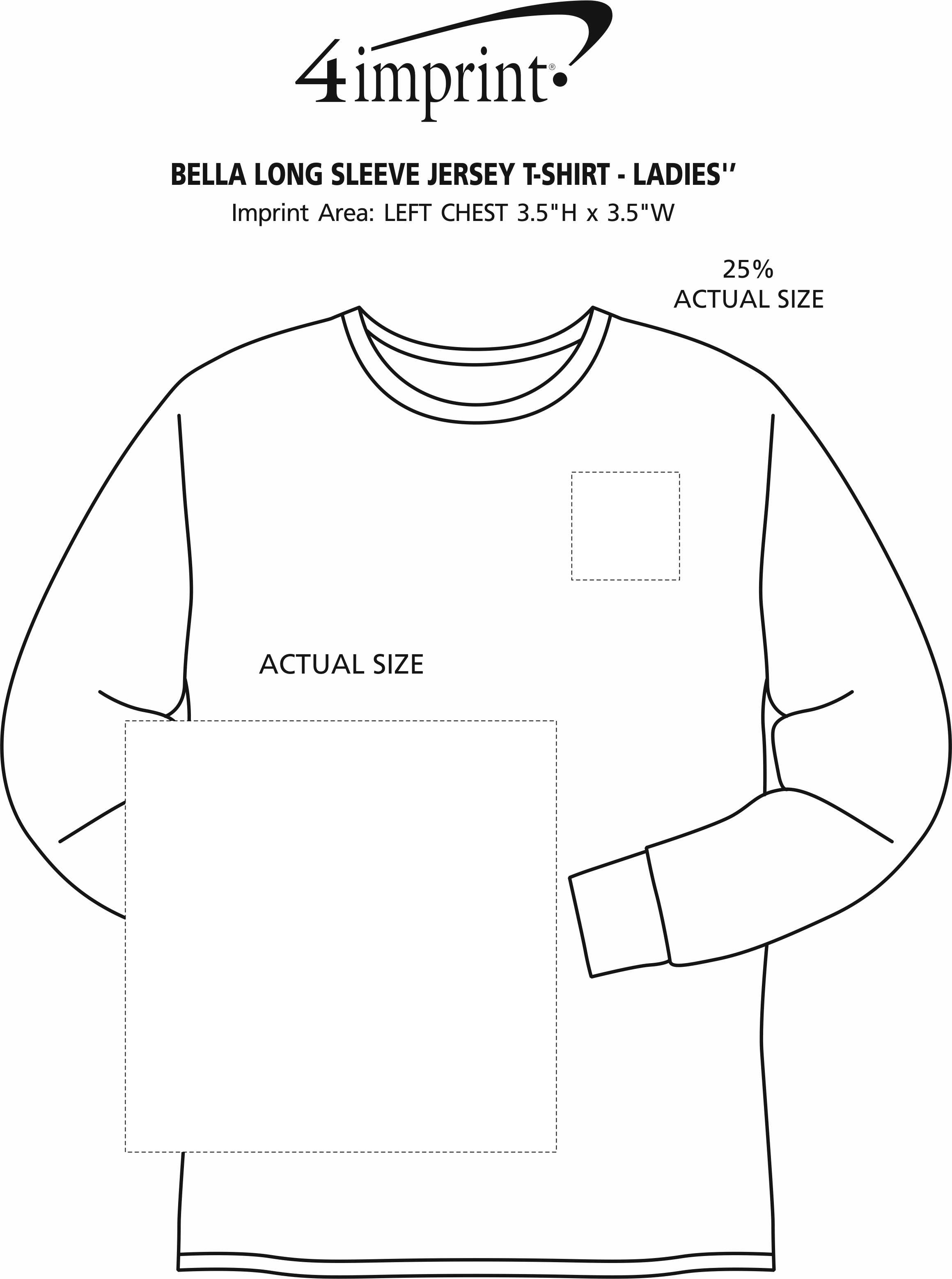 Imprint Area of Bella+Canvas Long Sleeve Jersey T-Shirt - Ladies'