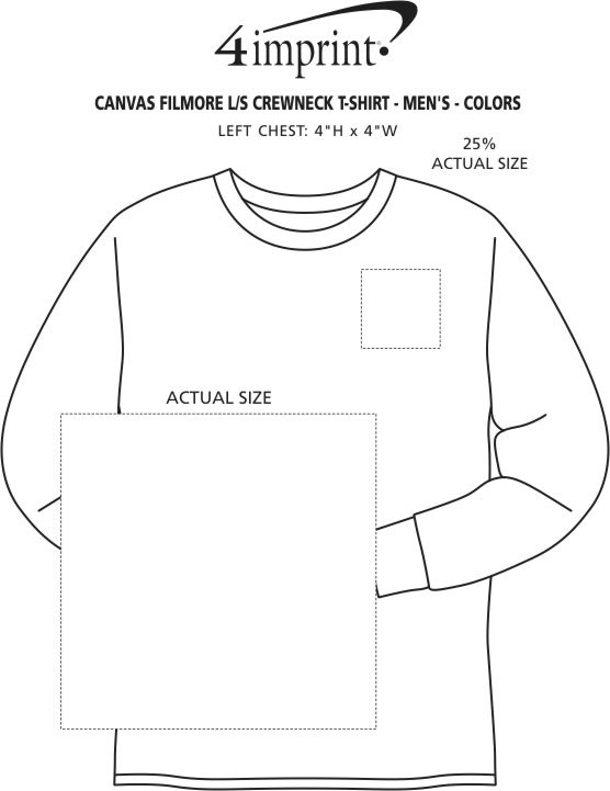 Imprint Area of Bella+Canvas Long Sleeve Crewneck T-Shirt - Men's - Colors