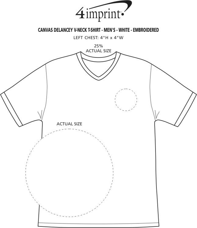 Imprint Area of Bella+Canvas V-Neck T-Shirt - Men's - White - Embroidered