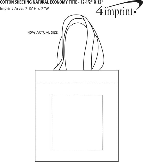 Imprint Area of Cotton Sheeting Natural Economy Tote - 12-1/2" x 12"