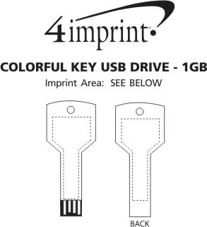 Imprint Area of Colorful Key USB Drive - 1GB