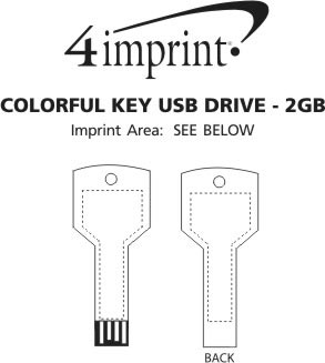 Imprint Area of Colorful Key USB Drive - 2GB