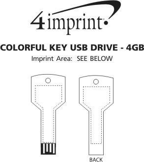 Imprint Area of Colorful Key USB Drive - 4GB