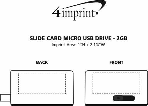 Imprint Area of Slide Card Micro USB Drive - 2GB