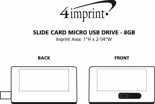 Imprint Area of Slide Card Micro USB Drive - 8GB