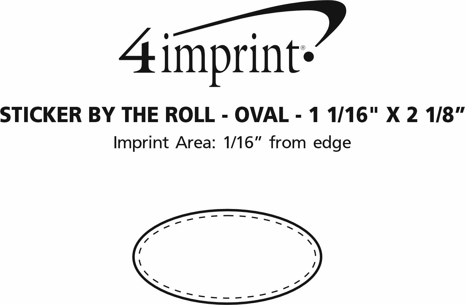 Imprint Area of Sticker by the Roll - Oval - 1-1/16" x 2-1/8"