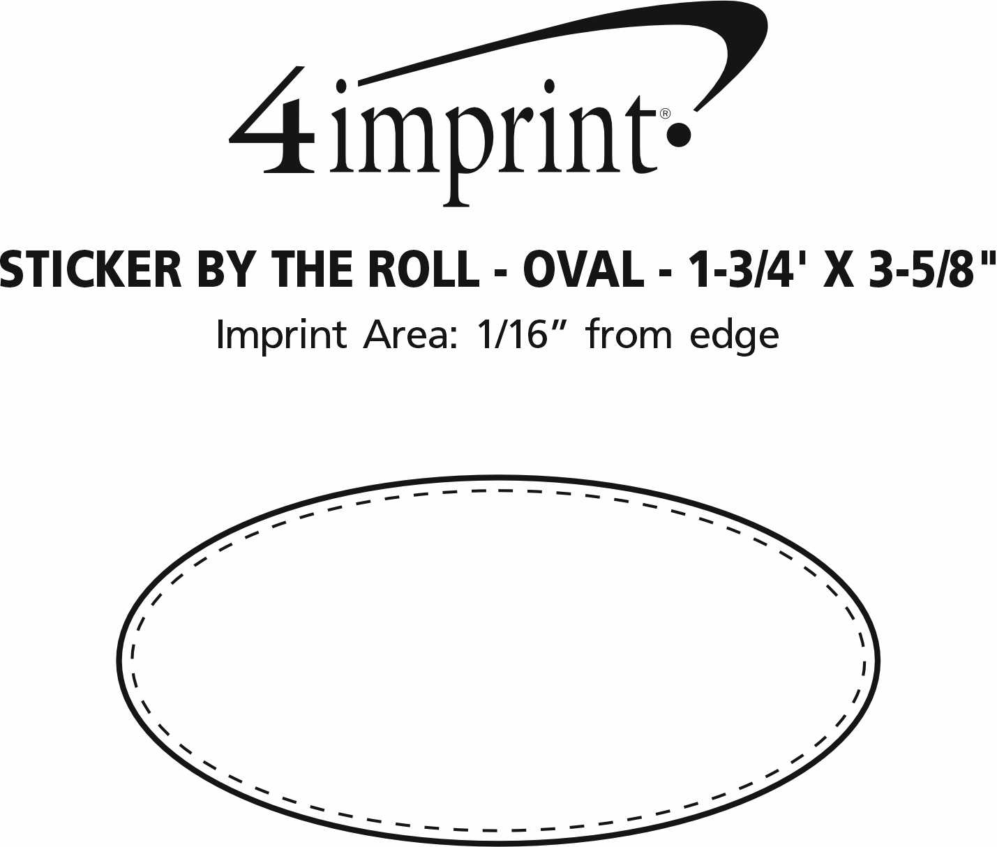 Imprint Area of Sticker by the Roll - Oval - 1-3/4' x 3-5/8"