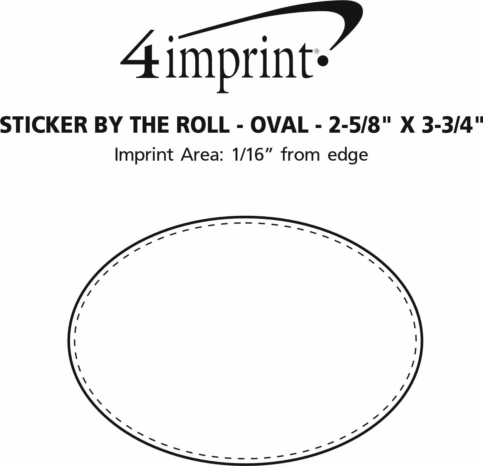 Imprint Area of Sticker by the Roll - Oval - 2-5/8" x 3-3/4"