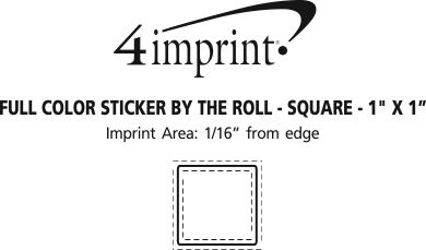 Imprint Area of Full Color Sticker by the Roll - Square - 1" x 1"