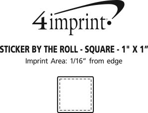 Imprint Area of Sticker by the Roll - Square - 1" x 1"