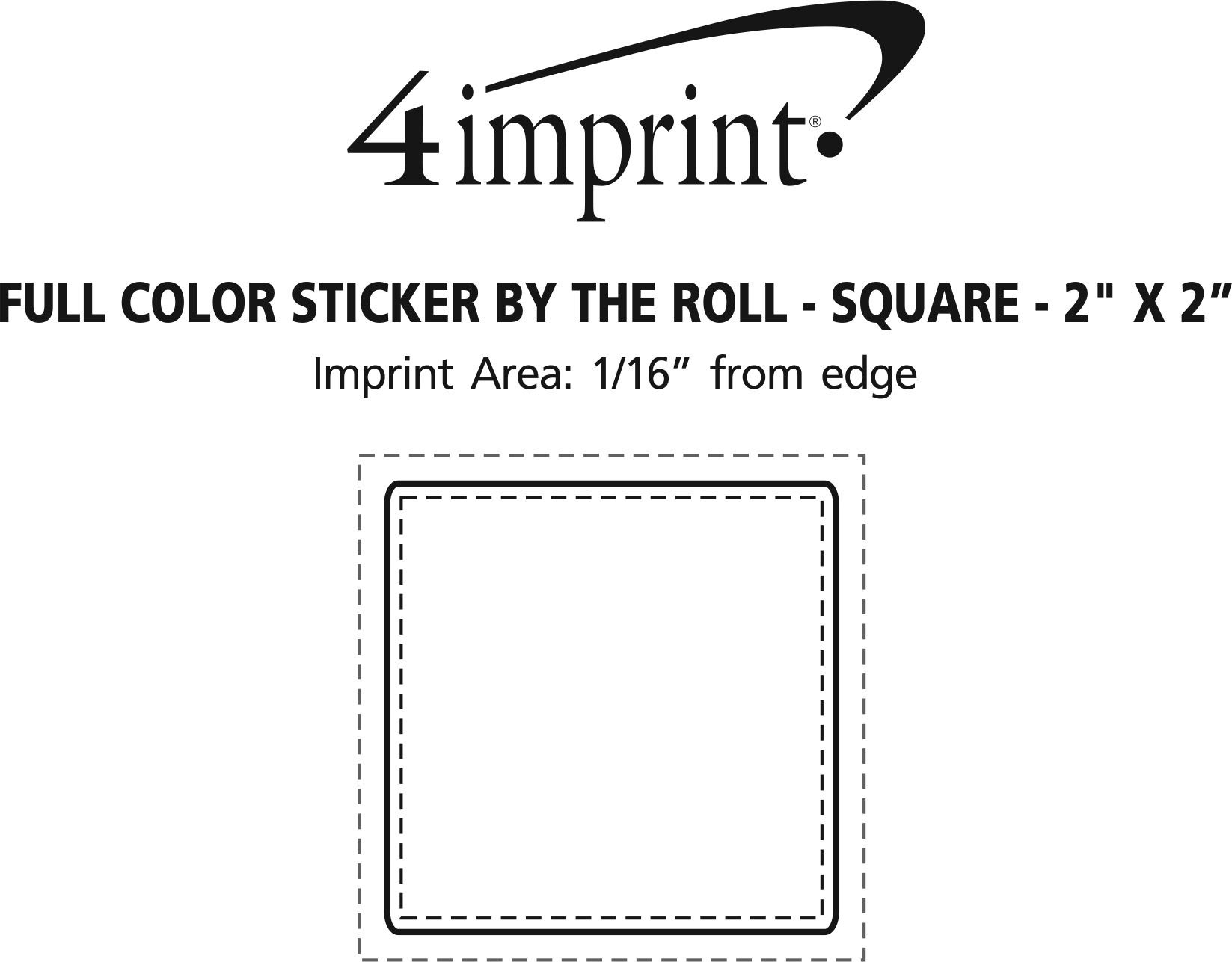 Imprint Area of Full Color Sticker by the Roll - Square - 2" x 2"