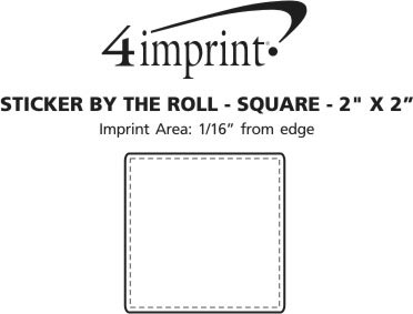 Imprint Area of Sticker by the Roll - Square - 2" x 2"