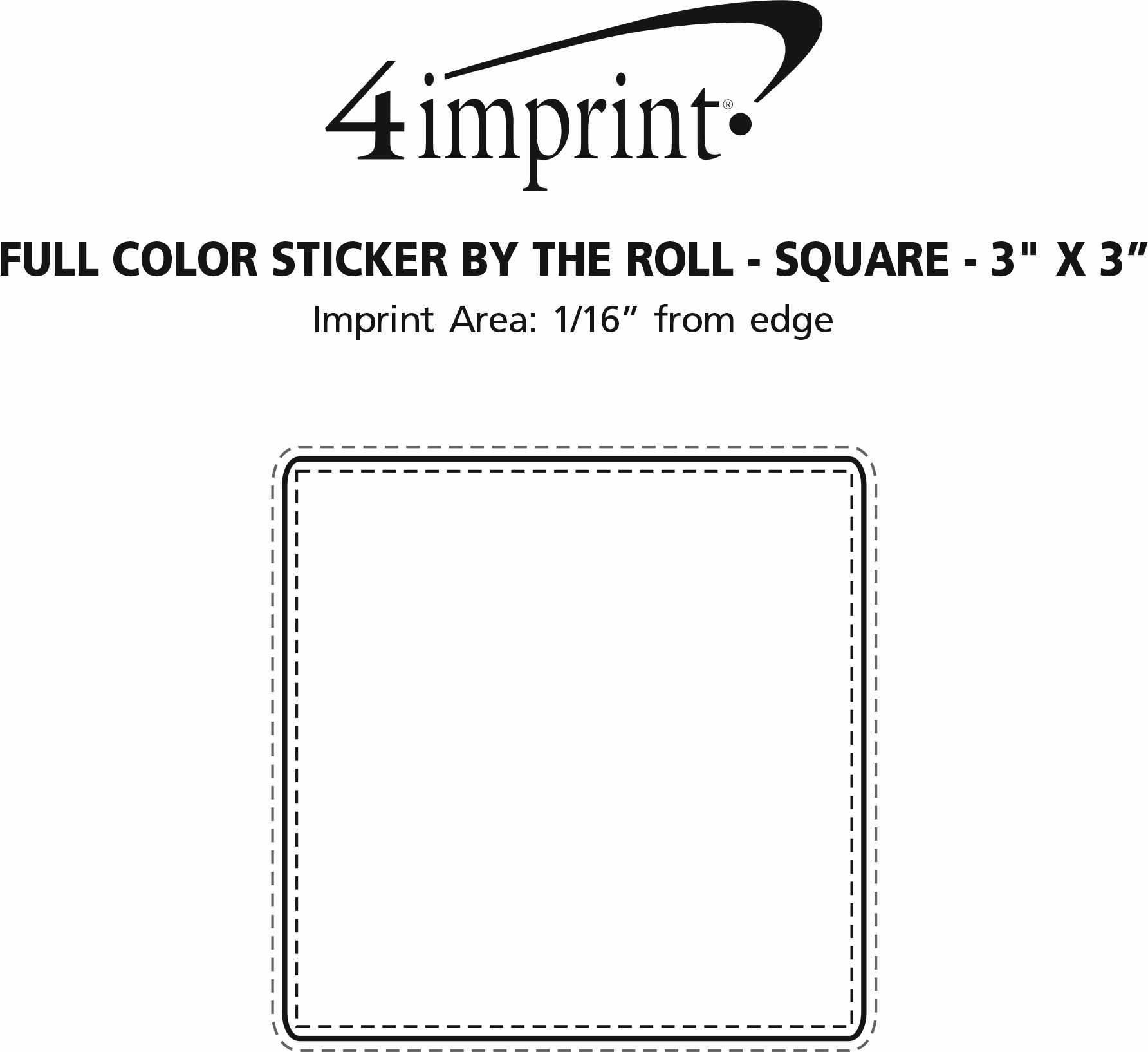 Imprint Area of Full Color Sticker by the Roll - Square - 3" x 3"
