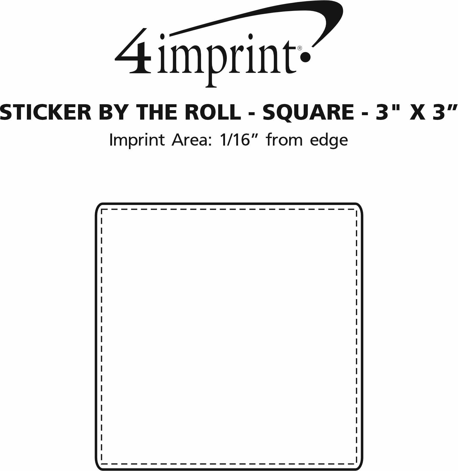 Imprint Area of Sticker by the Roll - Square - 3" x 3"