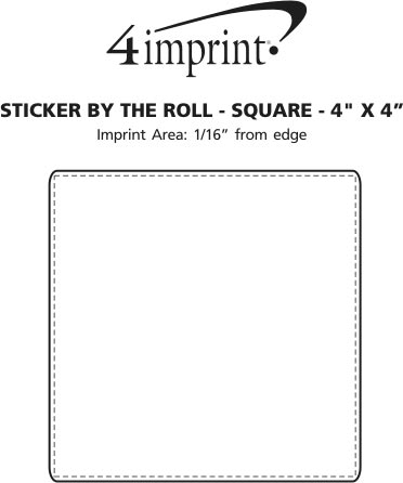 Imprint Area of Sticker by the Roll - Square - 4" x 4"