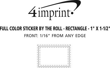 Imprint Area of Full Color Sticker by the Roll - Rectangle - 1" x 1-1/2"