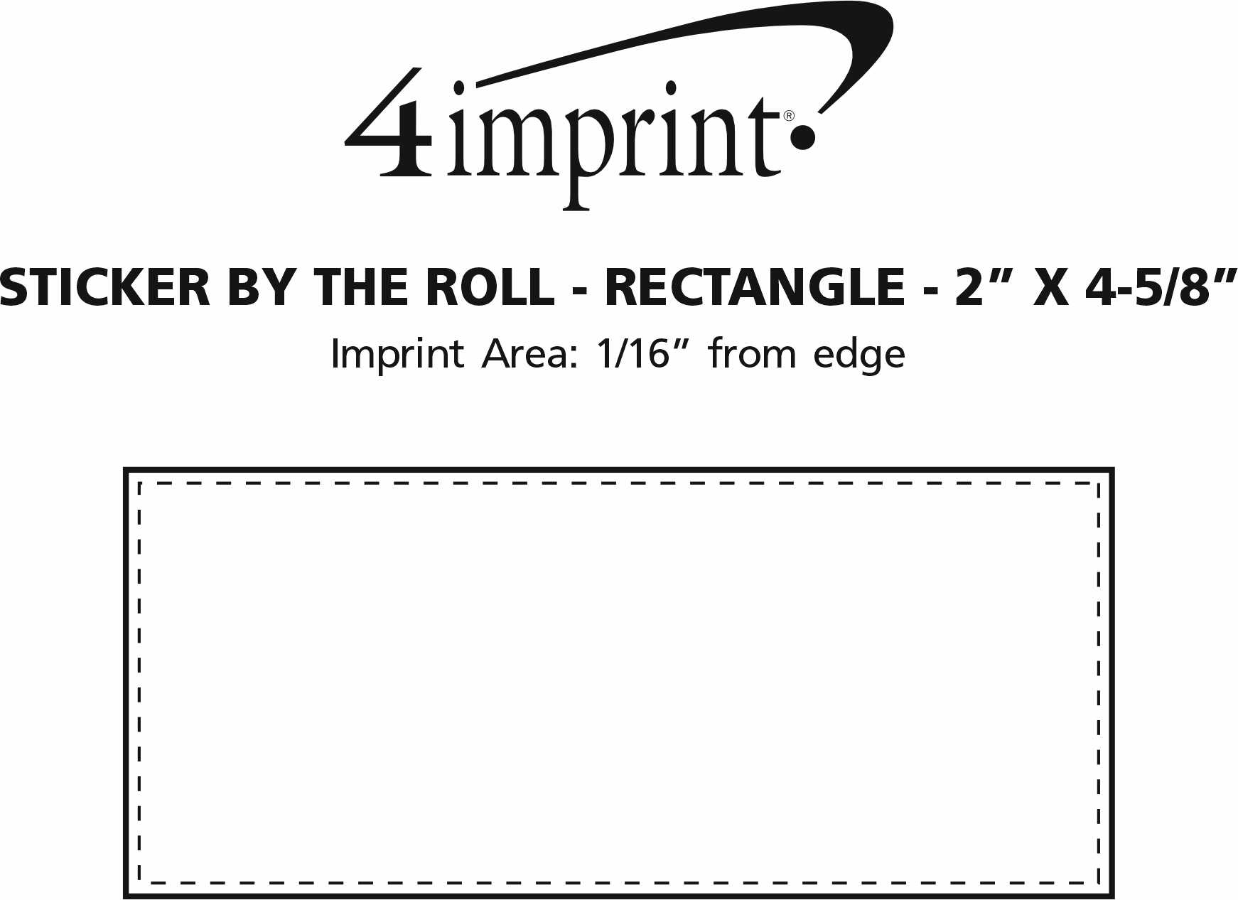 Imprint Area of Sticker by the Roll - Rectangle - 2" x 4-5/8"