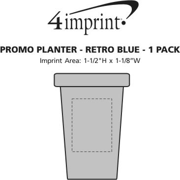 Imprint Area of Promo Planter - Retro Blue - 1 Pack