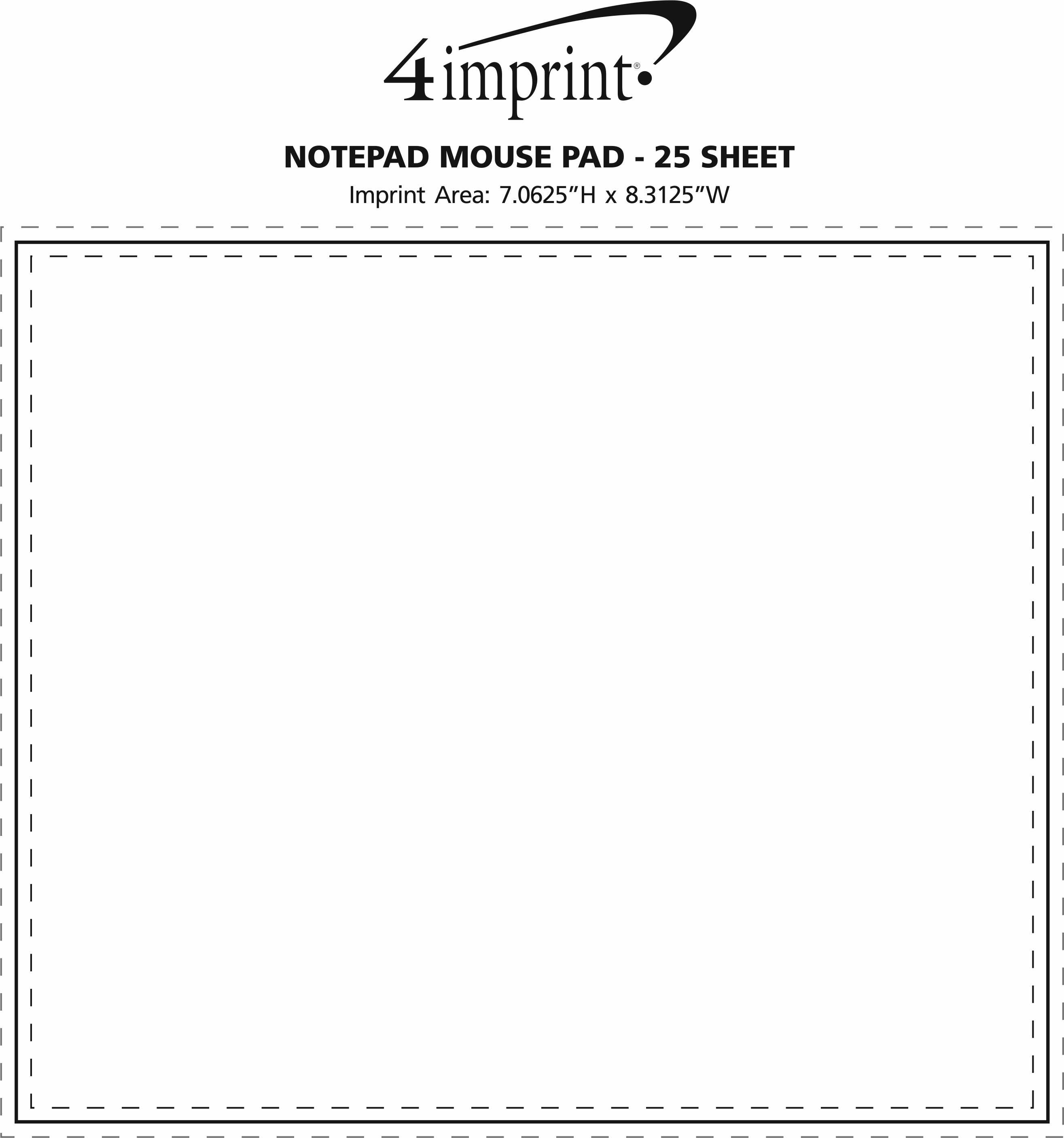 Imprint Area of Notepad Mouse Pad - 25 Sheet