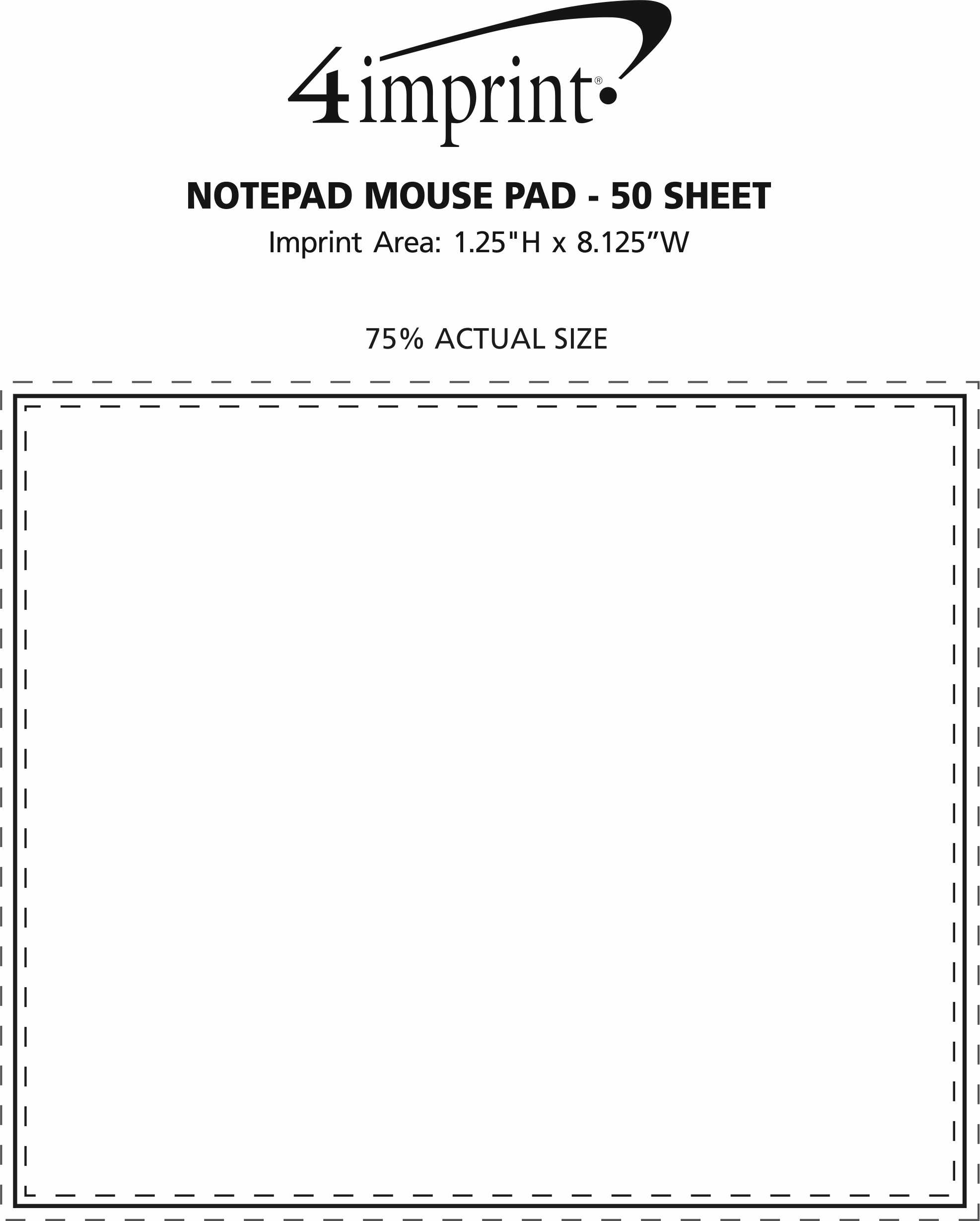 Imprint Area of Notepad Mouse Pad - 50 Sheet