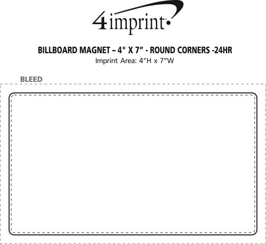 Imprint Area of Billboard Magnet - 20 mil - 4" x 7" - Round Corners - 24 hr