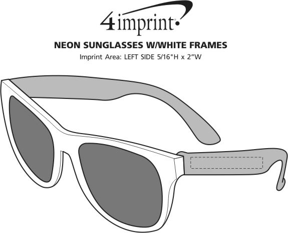 Imprint Area of Neon Sunglasses with White Frames