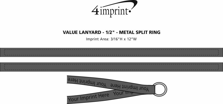 Imprint Area of Value Lanyard - 1/2" - Metal Split Ring