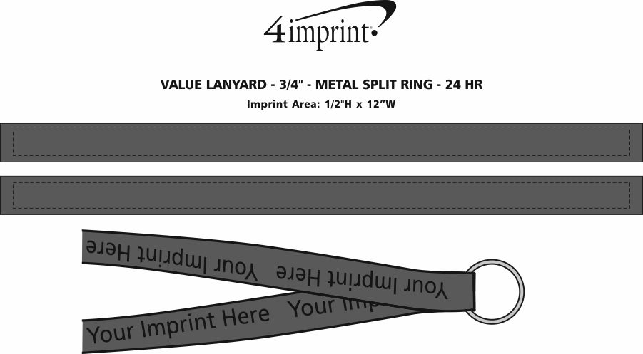 Imprint Area of Value Lanyard - 3/4" - Metal Split Ring - 24 hr