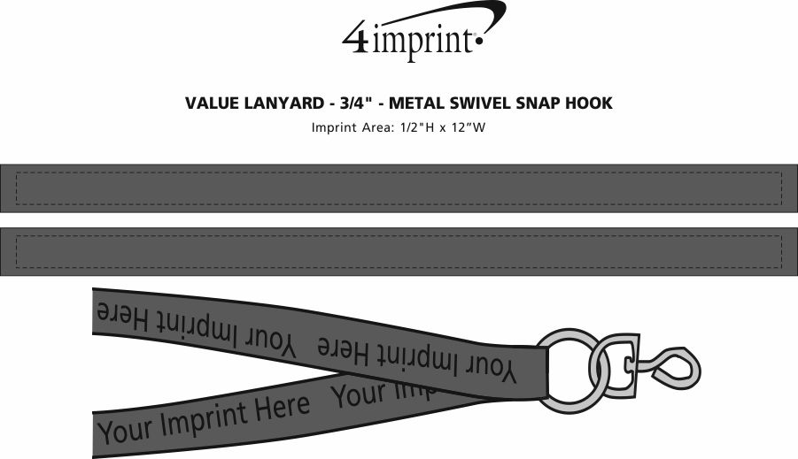 Imprint Area of Value Lanyard - 3/4" - Metal Swivel Snap Hook