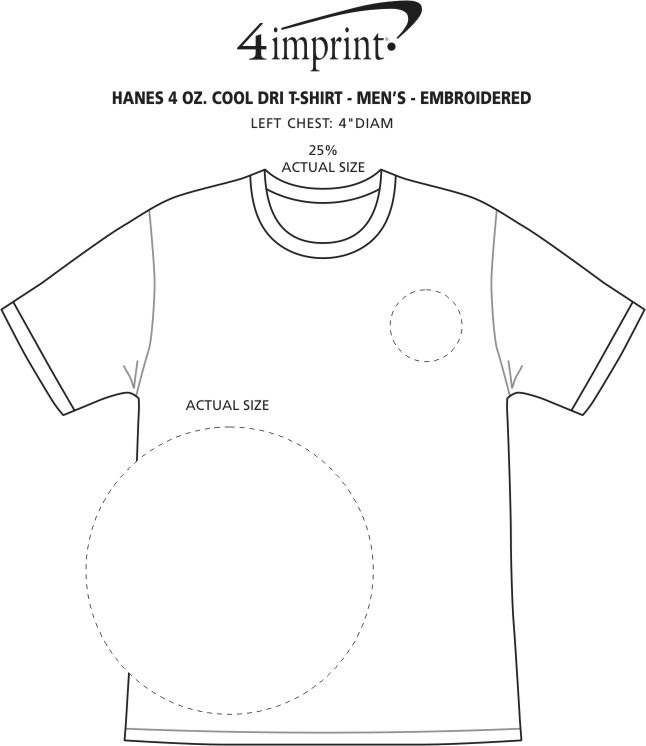 Imprint Area of Hanes 4 oz. Cool Dri T-Shirt - Men's - Embroidered