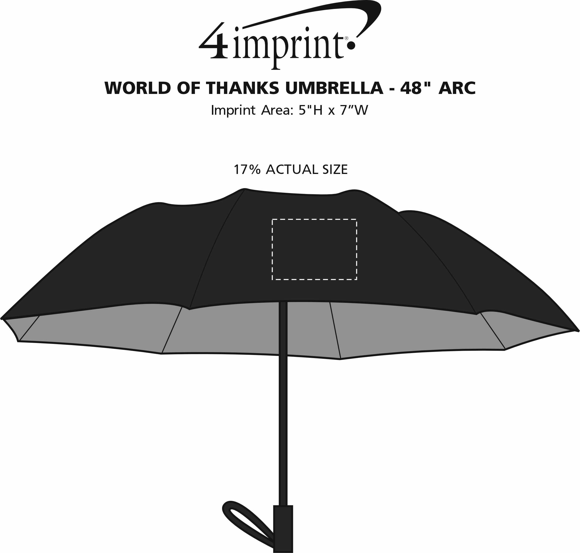 Imprint Area of World of Thanks Umbrella - 48" Arc