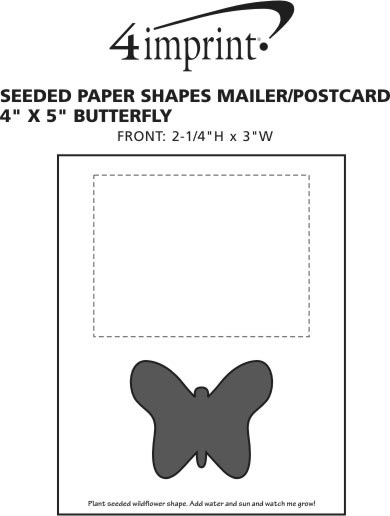 Imprint Area of Seeded Paper Shapes Mailer/Postcard - 4" x 5" Butterfly