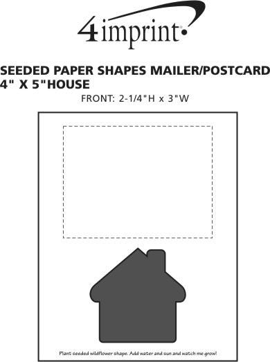 Imprint Area of Seeded Paper Shapes Mailer/Postcard - 4" x 5" House