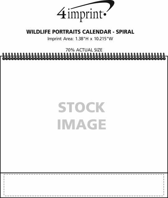Imprint Area of Wildlife Portraits Calendar - Spiral