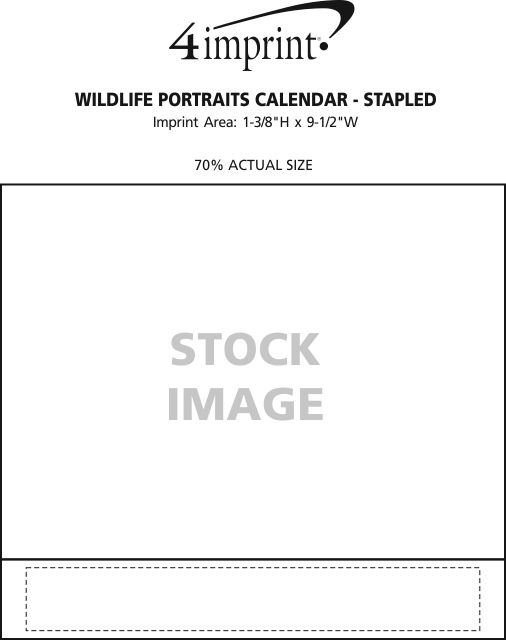 Imprint Area of Wildlife Portraits Calendar - Stapled