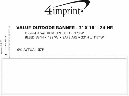 Imprint Area of Value Outdoor Banner - 3' x 10' - 24 hr