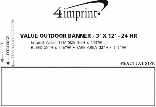 Imprint Area of Value Outdoor Banner - 3' x 12' - 24 hr