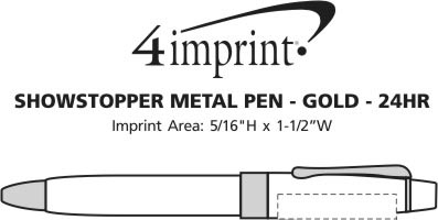 Imprint Area of Showstopper Metal Pen - Gold - 24 hr