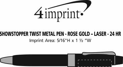 Imprint Area of Showstopper Twist Metal Pen - Rose Gold - Laser Engraved - 24 hr