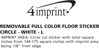 Imprint Area of Removable Full Color Floor Sticker - Circle - White - L