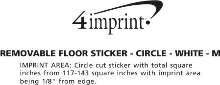 Imprint Area of Removable Floor Sticker - Circle - White - M