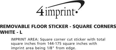 Imprint Area of Removable Floor Sticker - Square Corners - White - L