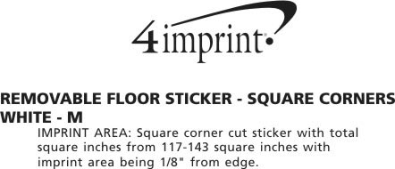 Imprint Area of Removable Floor Sticker - Square Corners - White - M