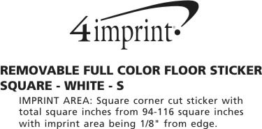 Imprint Area of Removable Full Color Floor Sticker - Square - White - S