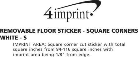 Imprint Area of Removable Floor Sticker - Square Corners - White - S