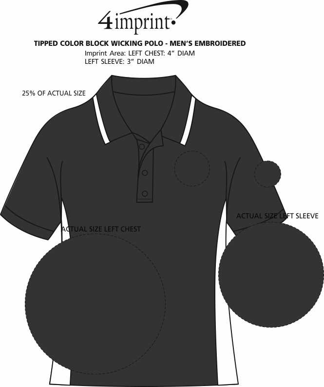 Imprint Area of Tipped Colorblock Wicking Polo - Men's - Embroidered