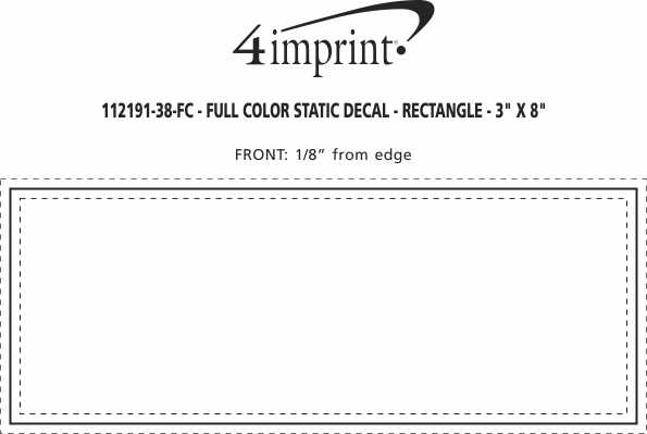 Imprint Area of Full Color Static Decal - Rectangle - 3" x 8"