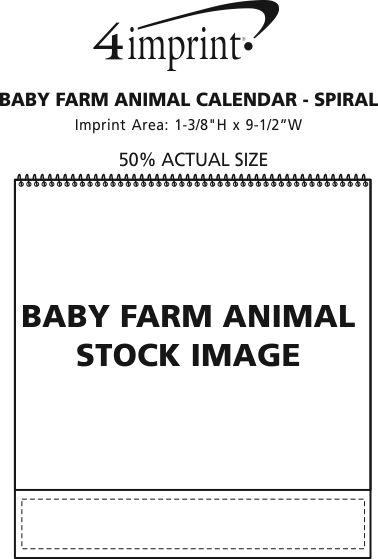 Imprint Area of Baby Farm Animals Calendar - Spiral